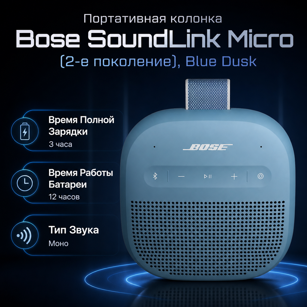 Портативная колонка Bose SoundLink Micro (2-е поколение), Blue Dusk