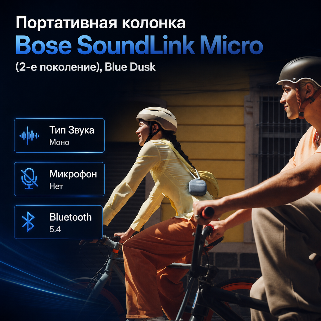 Портативная колонка Bose SoundLink Micro (2-е поколение), Blue Dusk — инфографика