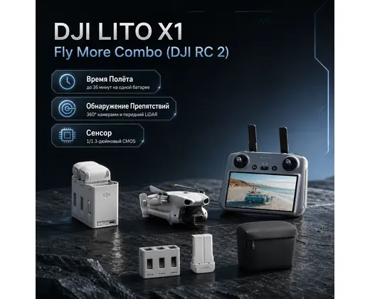 DJI Lito X1 Fly More Combo (DJI RC 2) — инфографика