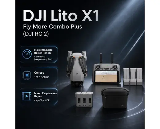 DJI Lito X1 Fly More Combo Plus (DJI RC 2) — инфографика