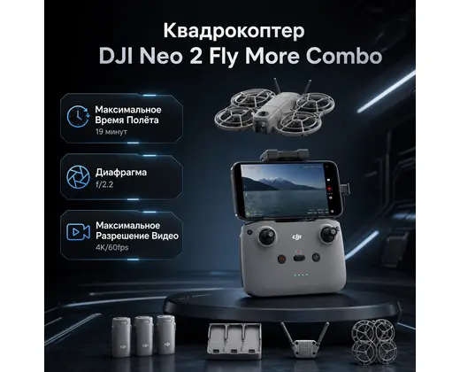 Квадрокоптер DJI Neo 2 Fly More Combo — инфографика