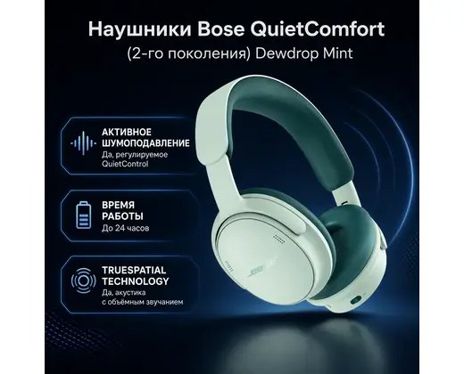 Наушники Bose QuietComfort (2-го поколения) Dewdrop Mint — инфографика