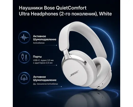Инфографика: Наушники Bose QuietComfort Ultra Headphones (2-го поколения), White