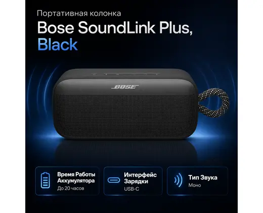 Инфографика: Портативная колонка Bose SoundLink Plus, Black